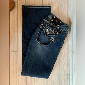 Miss me Embellished Dark Blue Jeans with bling on back/packets Jessie Easy boot